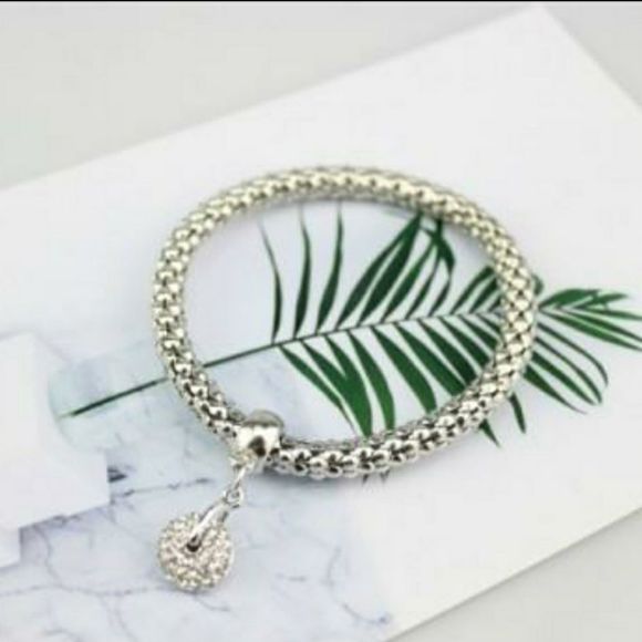 Chain Weave Rhinestone Charm Bracelet Trio New - Picture 3 of 7